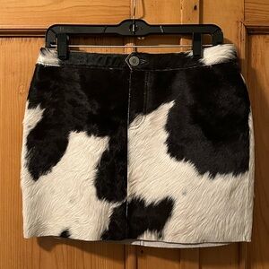 Double D Ranch Black and White Cowhide Skirt